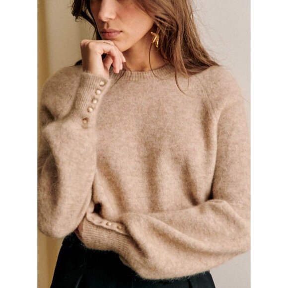 Sezane Sweaters - EUC Sézane Louise Puff Sleeve Mohair Wool Sweater Beige XS